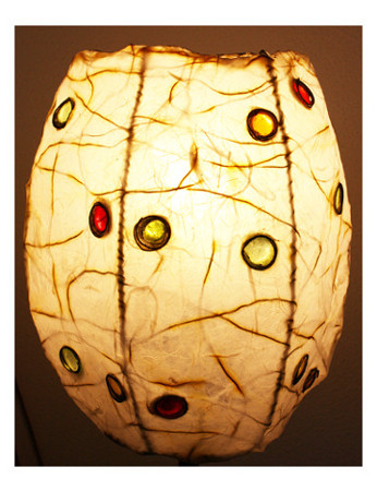 Papierlampe mit buntem&nbsp;Glas