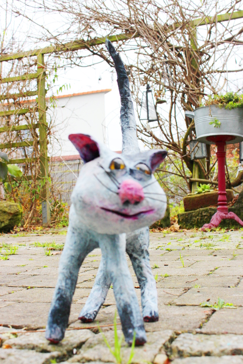 Die Katze mit der rosa Nase aus einem Workshop vor Weihnachten 2015 in meinem Atelier