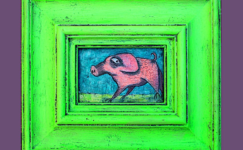 Kleines Gipsreliefschwein