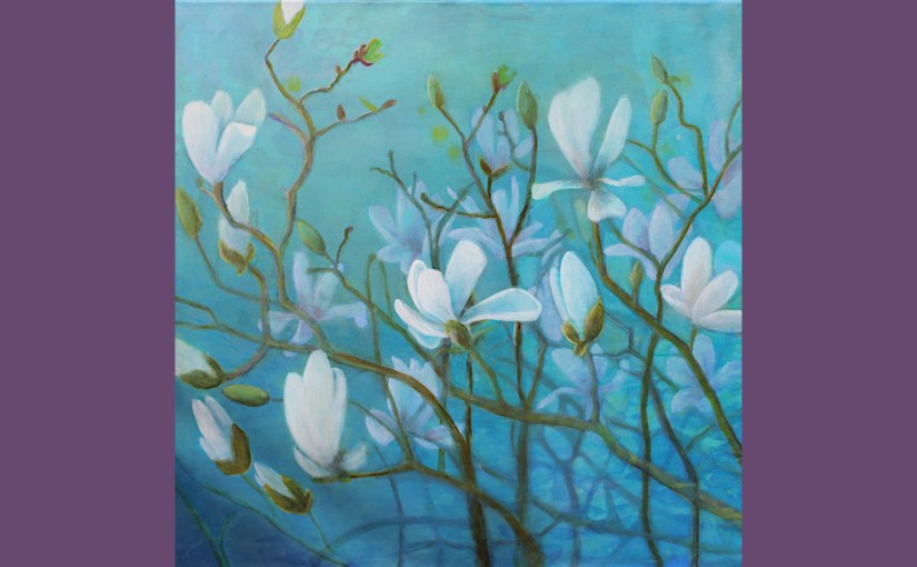 Magnolien in Negative Painting&nbsp;Technik
