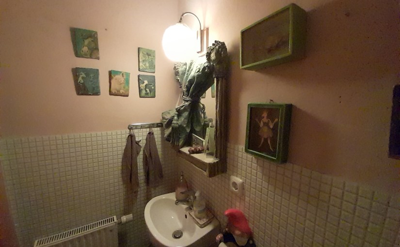 Kleine Toilette mit Clothmachespiegel